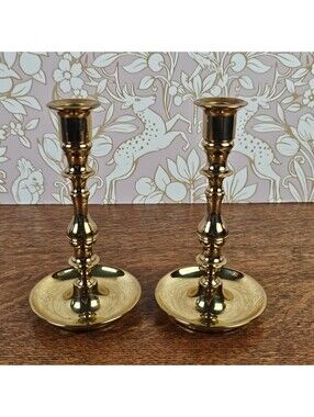 Vintage Baldwin Brass Candlesticks Pair 7” Forged in America Taper Holders
